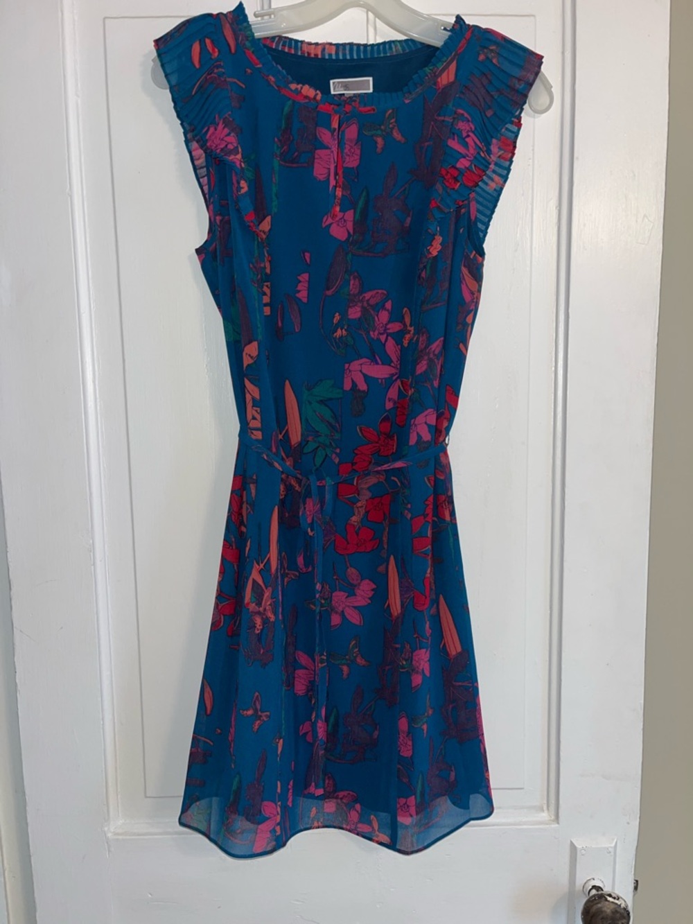 Chelsea & Violet Teal Floral Tie-Waist Midi Dress